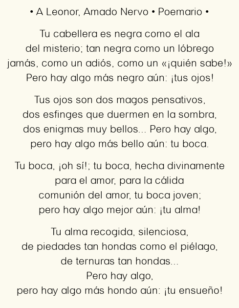 Imagen con el poema A Leonor, por Amado Nervo