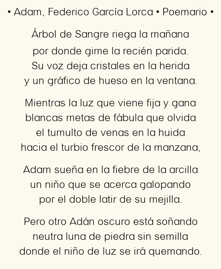 Imagen con el poema Adam, por Federico García Lorca