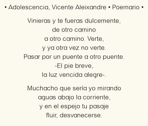 Imagen con el poema Adolescencia, por Vicente Aleixandre