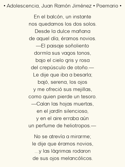 Imagen con el poema Adolescencia, por Juan Ramón Jiménez