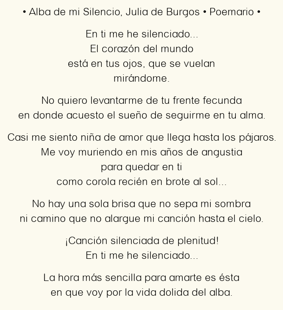 Imagen con el poema Alba de mi Silencio, por Julia de Burgos