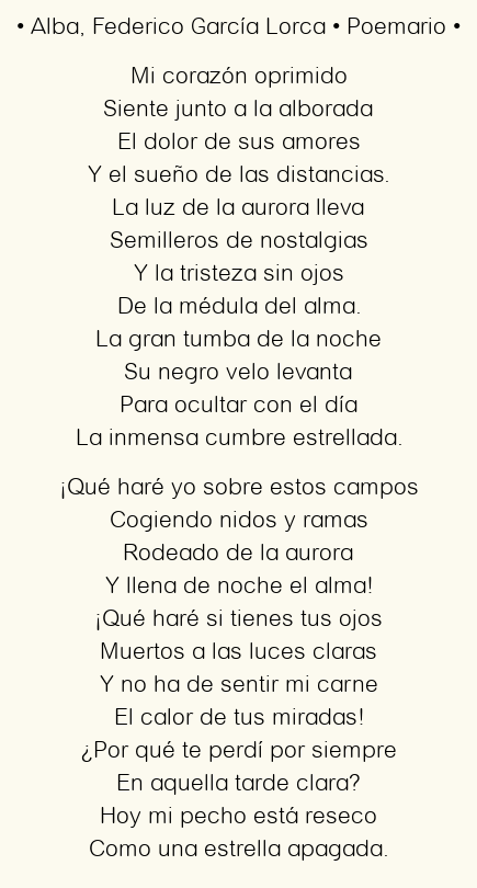 Imagen con el poema Alba, por Federico García Lorca