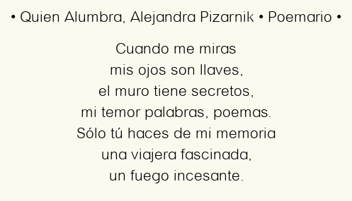 Imagen con el poema Quien Alumbra, por Alejandra Pizarnik