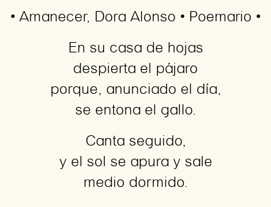 Imagen con el poema Amanecer, por Dora Alonso