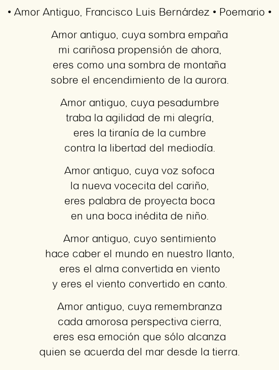 Amor Antiguo, por Francisco Luis Bernárdez