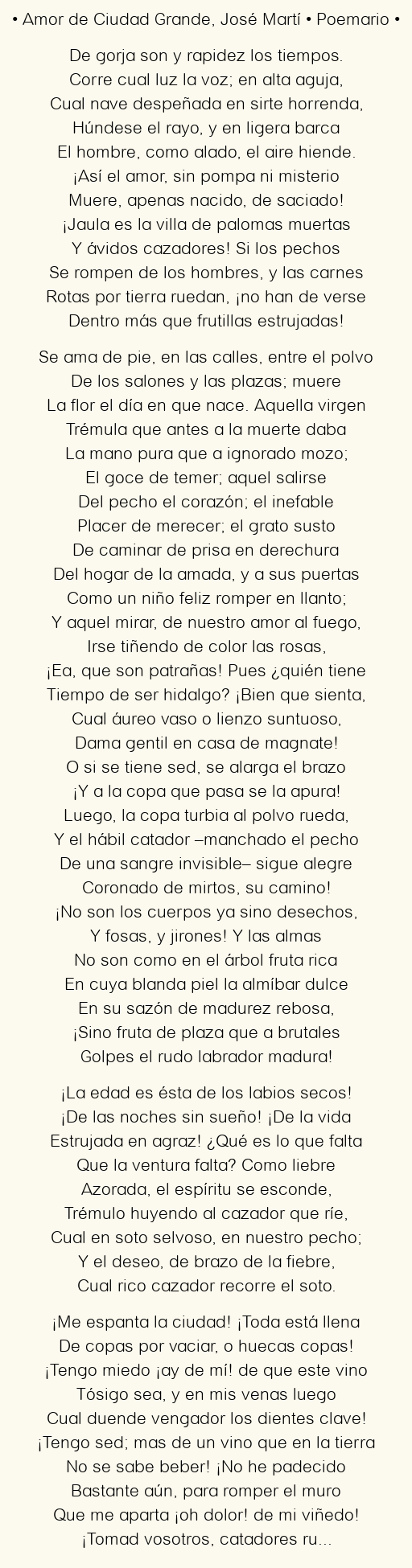Amor de Ciudad Grande, por José Martí