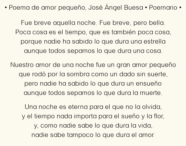 Imagen con el poema Poema de amor pequeño, por José Ángel Buesa
