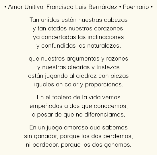 Amor Unitivo, por Francisco Luis Bernárdez