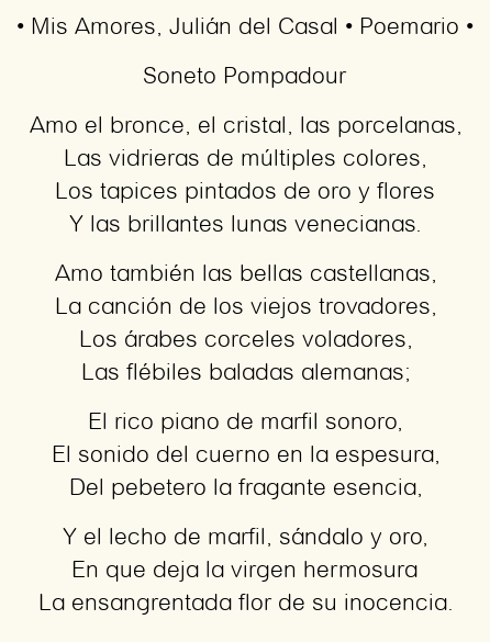 Mis Amores, por Julián del Casal