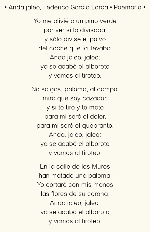 Imagen con el poema Anda jaleo, por Federico García Lorca
