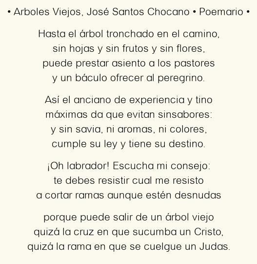 Imagen con el poema Arboles Viejos, por José Santos Chocano