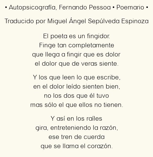 Imagen con el poema Autopsicografía, por Fernando Pessoa