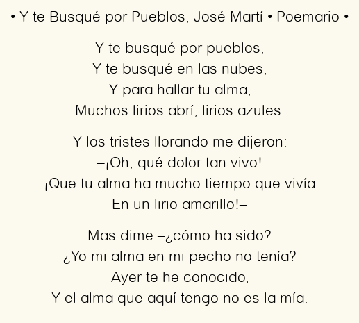 Imagen con el poema Y te Busqué por Pueblos, por José Martí