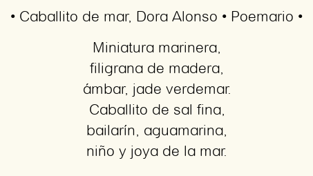 Imagen con el poema Caballito de mar, por Dora Alonso