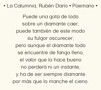 Imagen con el poema La Calumnia, por Rubén Darío