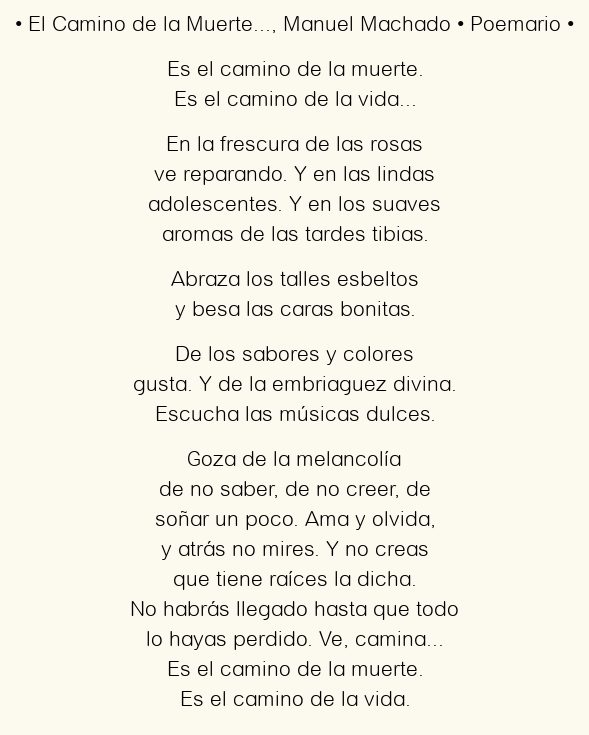 Imagen con el poema El Camino de la Muerte…, por Manuel Machado