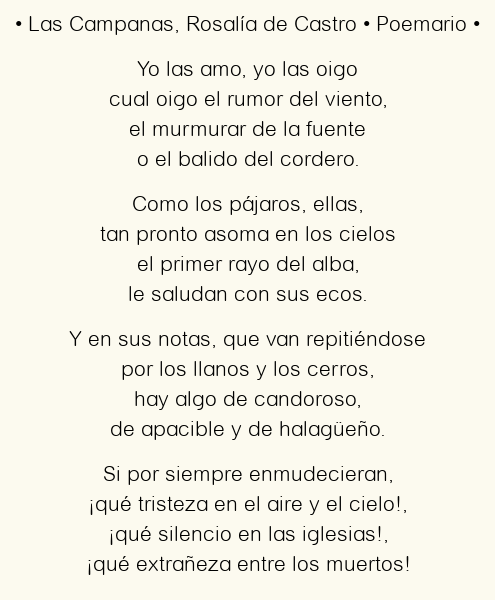 Imagen con el poema Las Campanas, por Rosalía de Castro