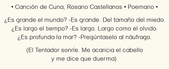 Canción de Cuna, por Rosario Castellanos