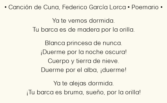 Imagen con el poema Canción de Cuna, por Federico García Lorca