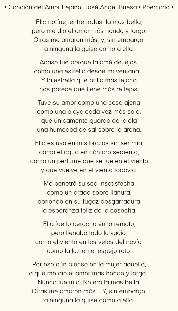 Imagen con el poema Canción del Amor Lejano, por José Ángel Buesa