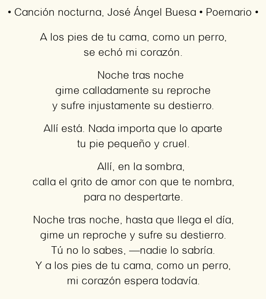 Imagen con el poema Canción nocturna, por José Ángel Buesa