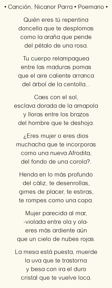 Canción, por Nicanor Parra