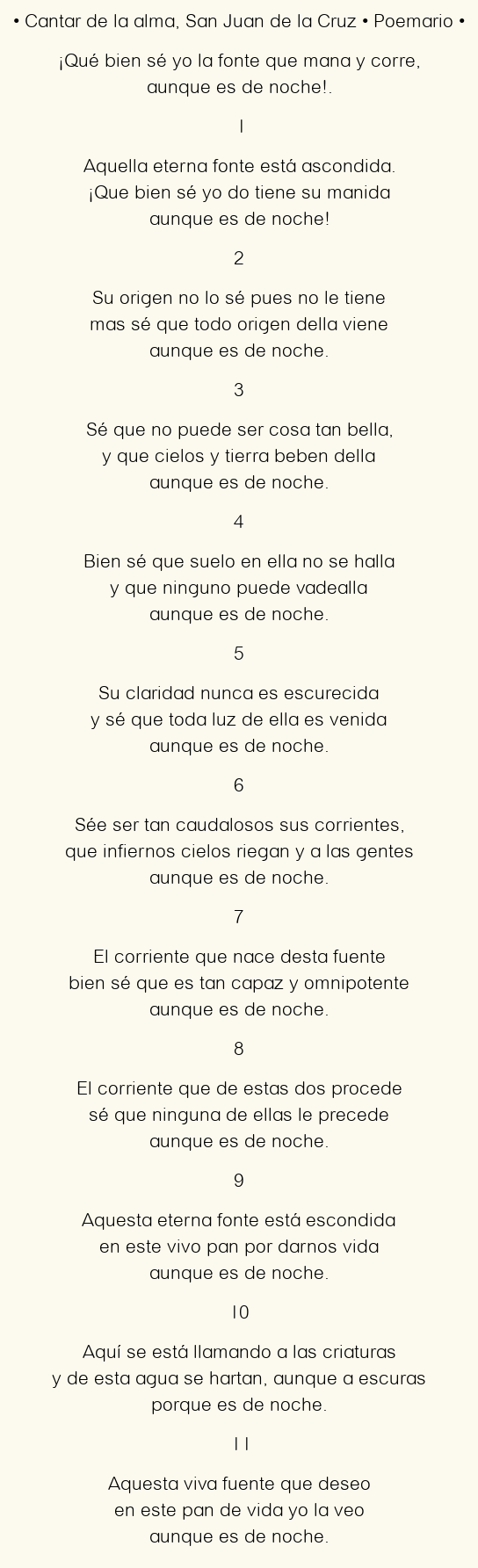 Imagen con el poema Cantar de la alma, por San Juan de la Cruz