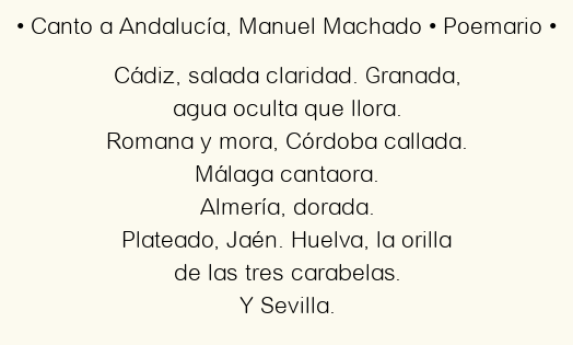Imagen con el poema Canto a Andalucía, por Manuel Machado