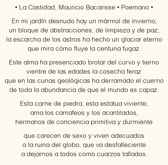 Imagen con el poema La Castidad, por Mauricio Bacarisse