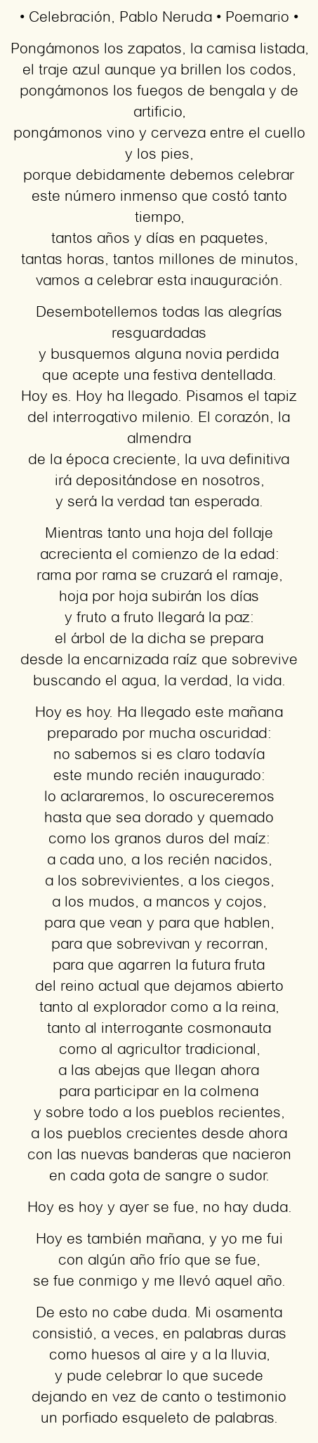 Celebración, por Pablo Neruda