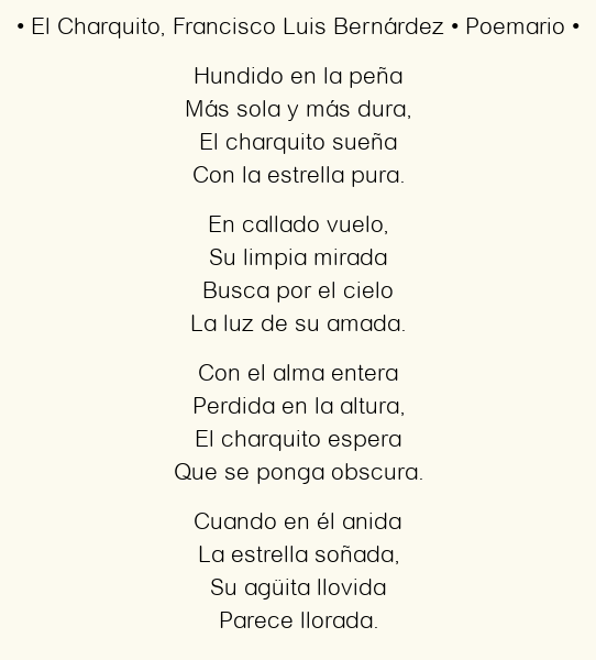 Imagen con el poema El Charquito, por Francisco Luis Bernárdez