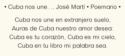 Imagen con el poema Cuba nos une…, por José Martí