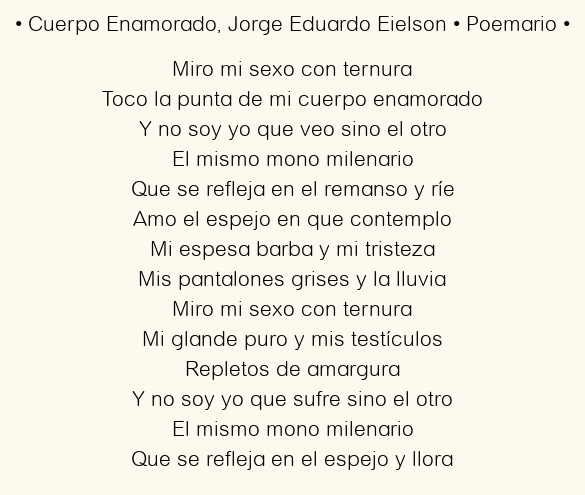 Imagen con el poema Cuerpo Enamorado, por Jorge Eduardo Eielson