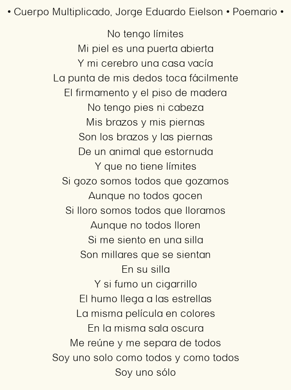 Imagen con el poema Cuerpo Multiplicado, por Jorge Eduardo Eielson