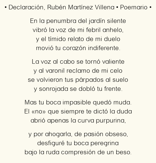 Imagen con el poema Declaración, por Rubén Martínez Villena