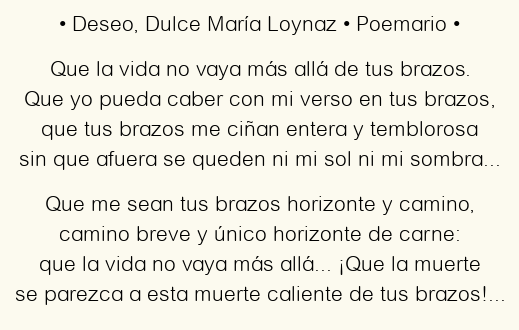 Imagen con el poema Deseo, por Dulce María Loynaz