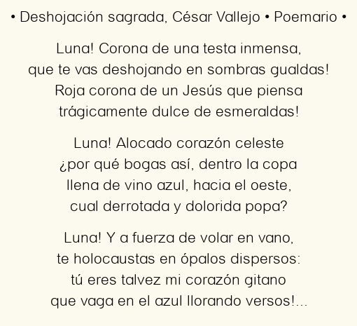 Imagen con el poema Deshojación sagrada, por César Vallejo