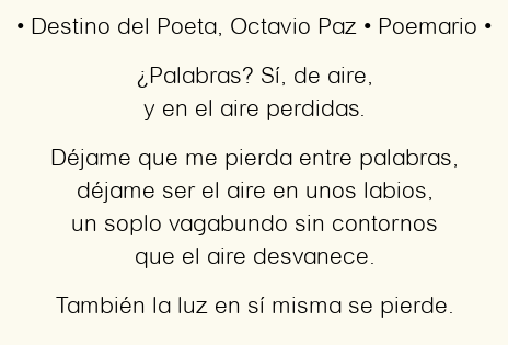 Destino del Poeta, por Octavio Paz