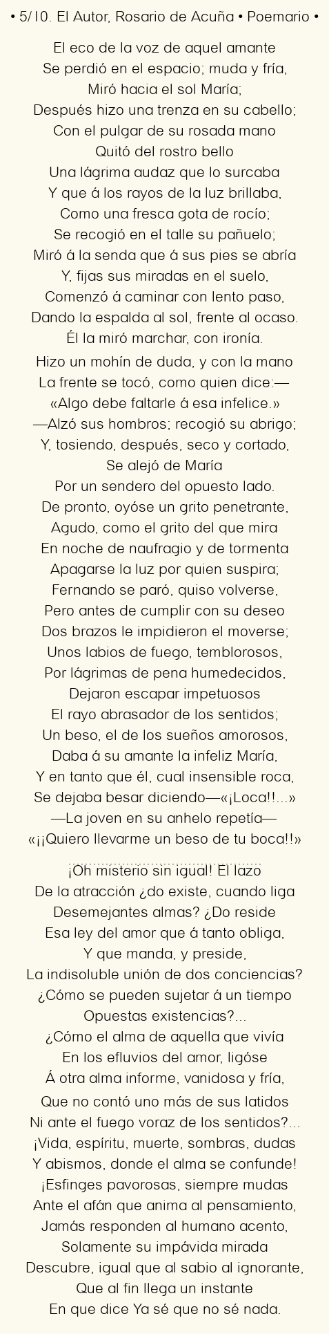 Imagen con el poema 5/10. El Autor, por Rosario de Acuña