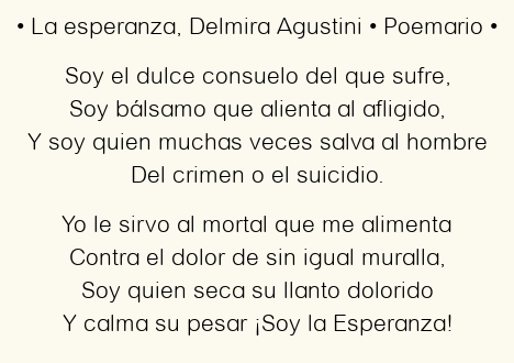 Imagen con el poema La esperanza, por Delmira Agustini