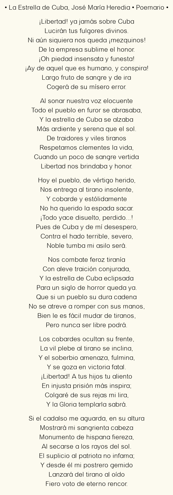 La Estrella de Cuba, por José María Heredia