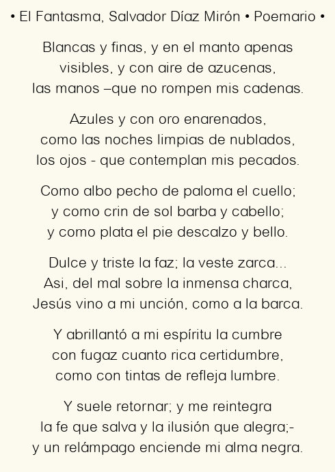 Imagen con el poema El Fantasma, por Salvador Díaz Mirón