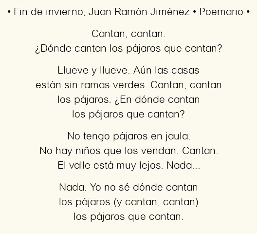 Imagen con el poema Fin de invierno, por Juan Ramón Jiménez