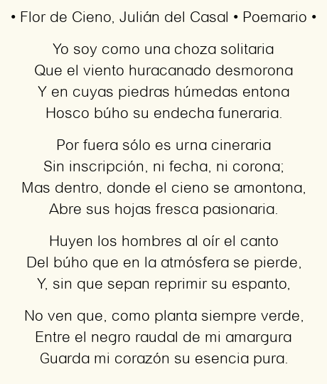 Imagen con el poema Flor de Cieno, por Julián del Casal
