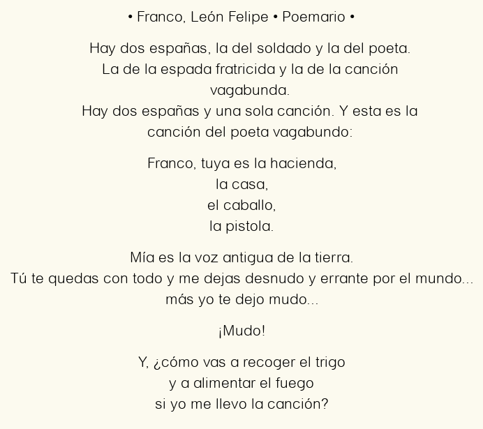 Imagen con el poema Franco, por León Felipe