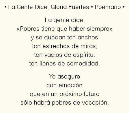 Imagen con el poema La gente dice, por Gloria Fuertes