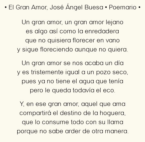 Imagen con el poema El Gran Amor, por José Ángel Buesa
