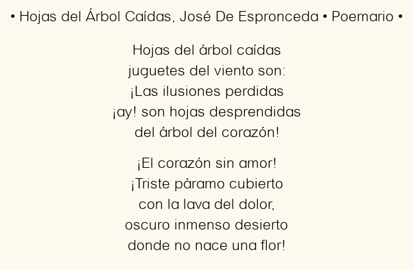 Imagen con el poema Hojas del Árbol Caídas, por José De Espronceda