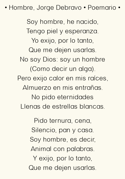 Imagen con el poema Hombre, por Jorge Debravo