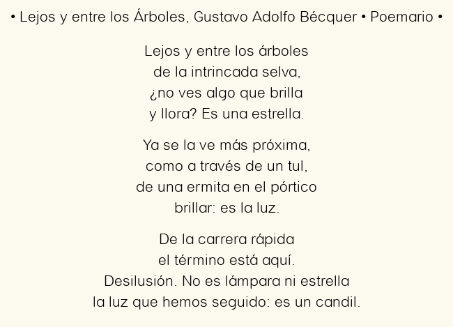Imagen con el poema Lejos y entre los Árboles, por Gustavo Adolfo Bécquer